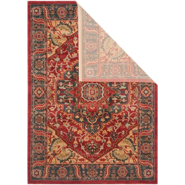 SAFAVIEH Mahal Navy/Red 5 ft. x 8 ft. Border Medallion Area Rug