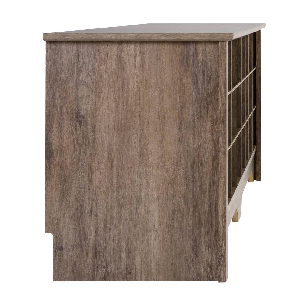Drifted Gray Laminated Entryway Shoe Storage Cubby Bench