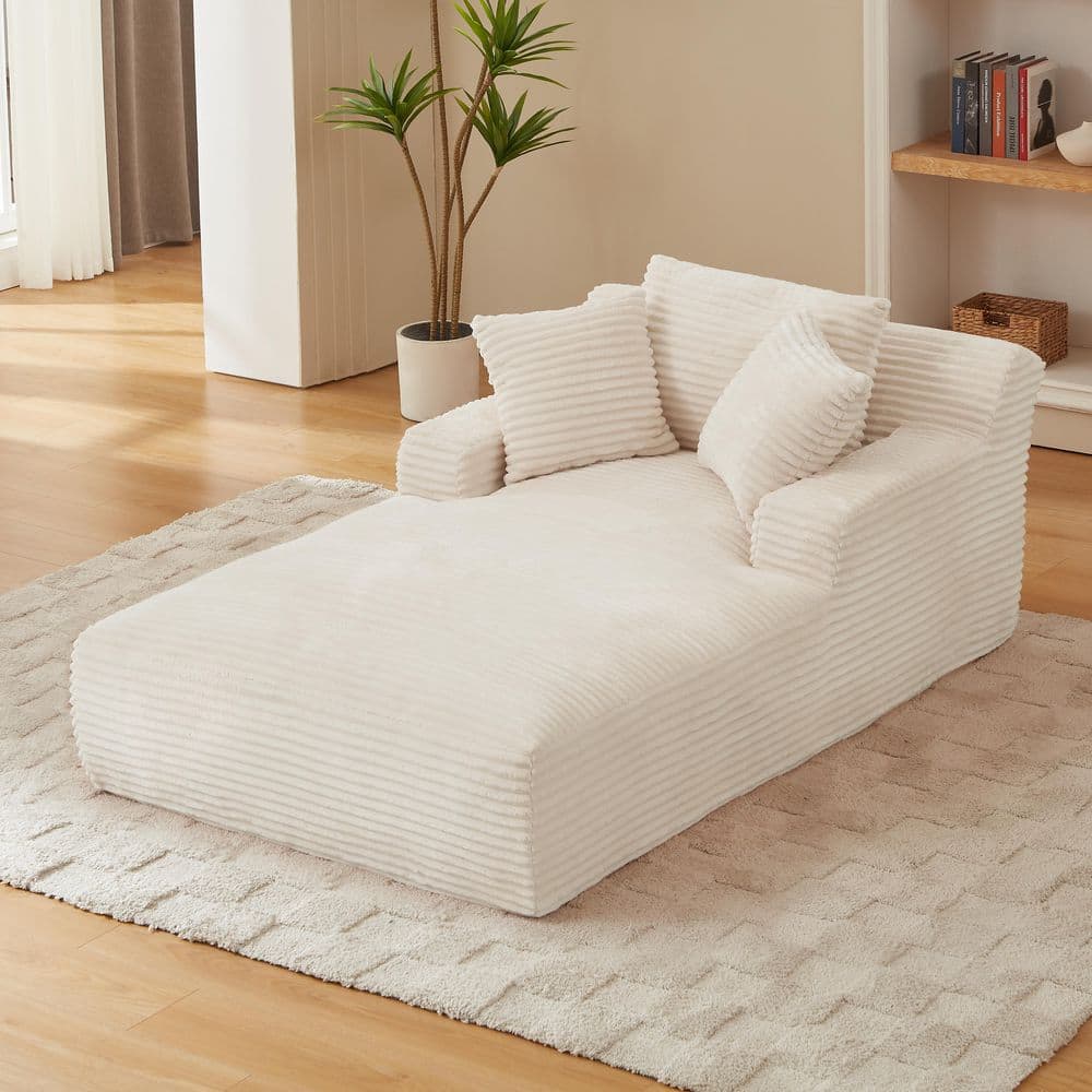 Dawn 49.2 in. White Corduroy Oversized Square Arm Lounge Chair with Pillows price history on PriceWatchPro