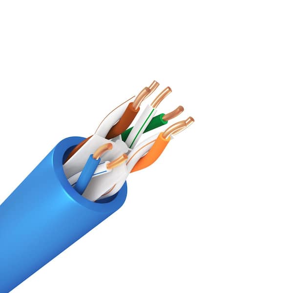 Syston Cable Technology 500 ft. Blue 23AWG 4 Pair Solid Copper Cat6A Plus CMP (Plenum) Bulk Data Cable
