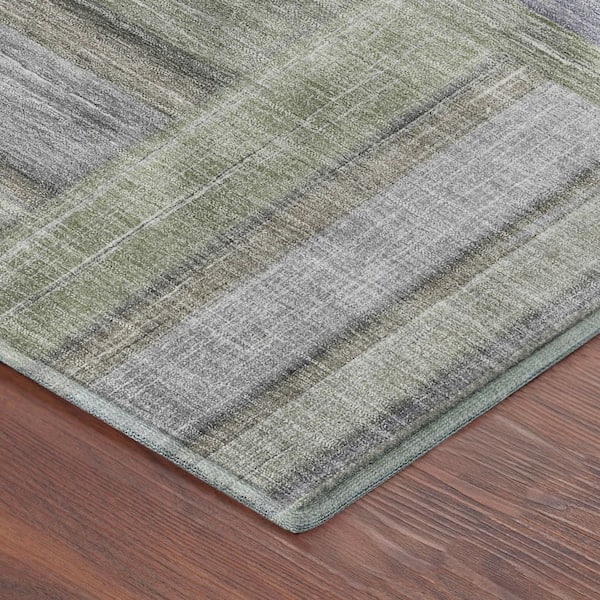 Mayfield Premium Machine Washable Abstract AMF2285 Fern 2 ft. x 7 ft. Runner Rug