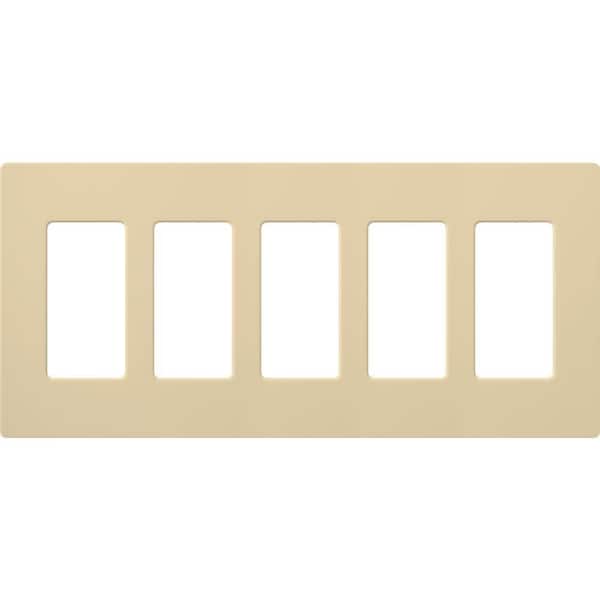 Lutron Claro 5 Gang Wall Plate for Decorator/Rocker Switches, Gloss, Ivory (CW-5-IV) (1-Pack)