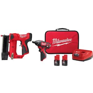 M12 12V 23GA Cordless Pin Nailer w/M12 12V 1/4 in. Hex Screwdriver Kit with 2 1.5Ah Batteries, Charger and Tool Bag