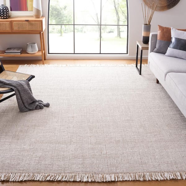 Natural Fiber Ivory/Beige 8 ft. x 10 ft. Woven Thread Area Rug