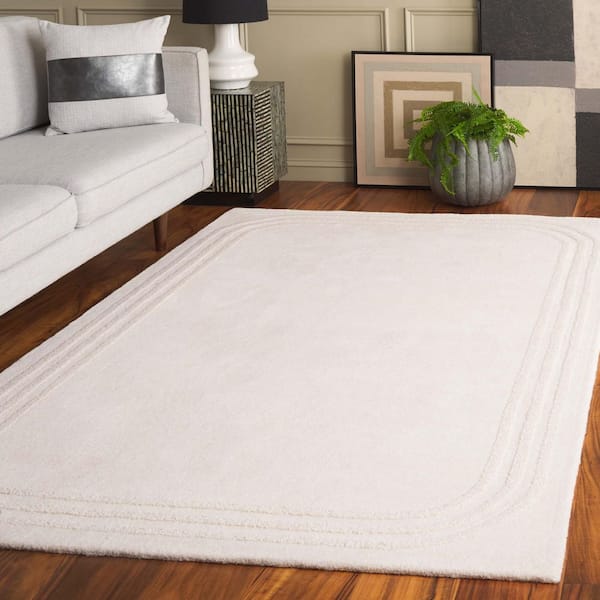 Metro 6 ft. x 6 ft. Ivory Solid Border Square Area Rug