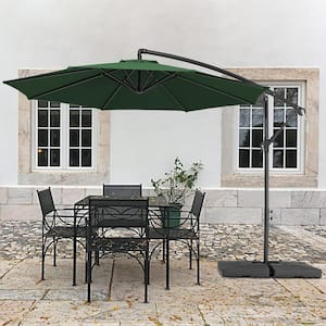 10 ft. Steel Cantilever Patio Umbrella with weighted base in Green