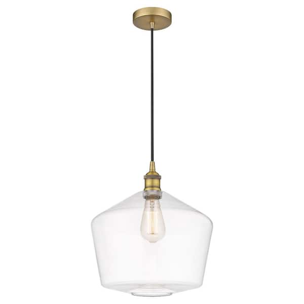 Innovations Cindyrella 60-Watt 1-Light Brushed Brass Standard Mini Pendant Light with Clear Glass Shade, No Bulbs Included