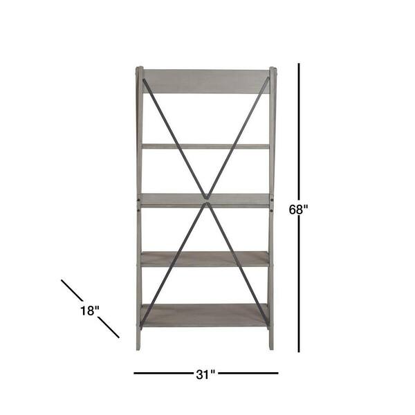 Walker Edison Gray Wood 4-Shelf Ladder Bookcase Walker Edison Gray Wood 4-Shelf Ladder Bookcase
