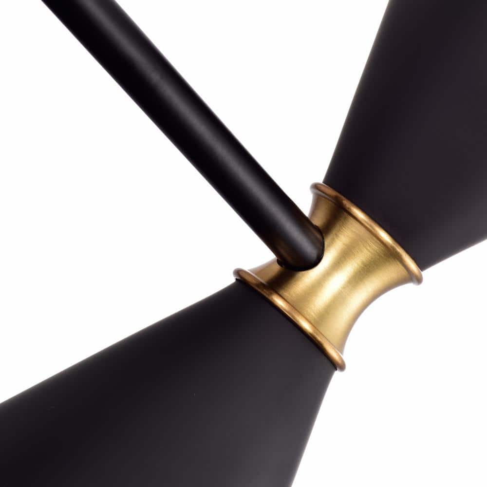 Modern Hourglass 3-Light Island Pendant in Black with Brass Accents