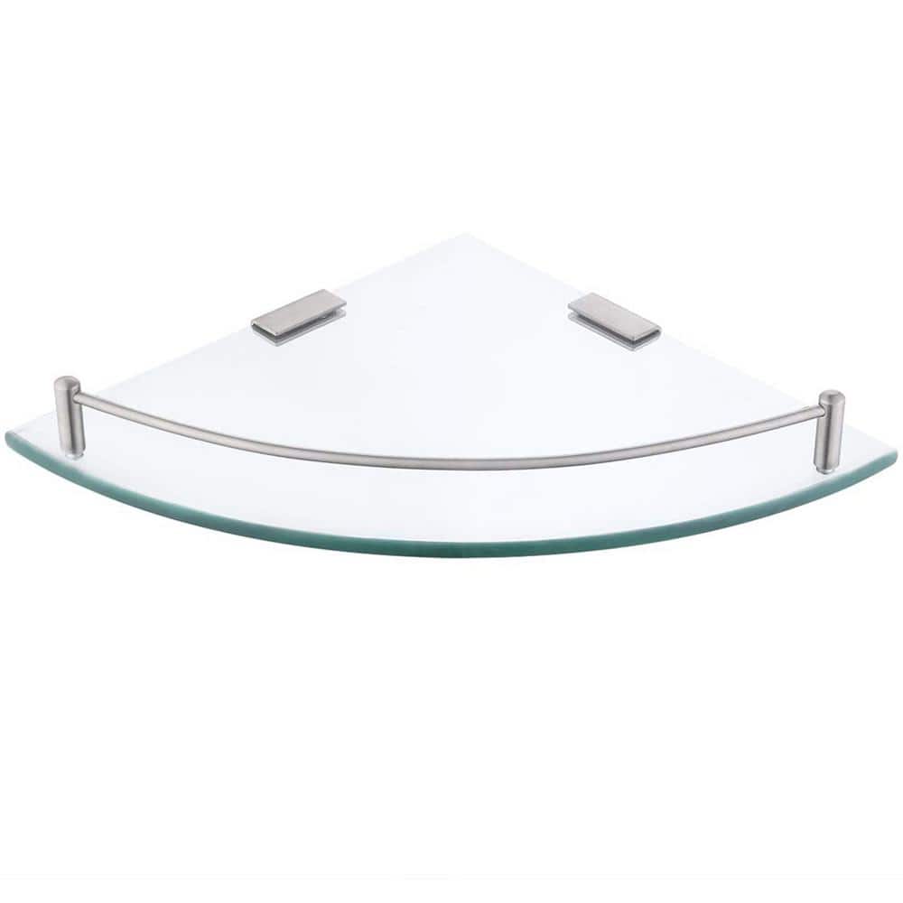 JANARARY 9.5 In. L X 9.5 In. W Clear Glass Corner Shelf with Strong Adhesive,  0.