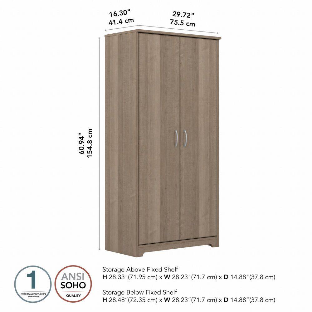 Ash Gray Engineered Wood Tall Kitchen Pantry Cabinet with Doors