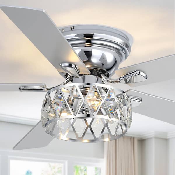 Flashwind Bernard 52 in. Indoor Chrome Chandelier Hugger Ceiling