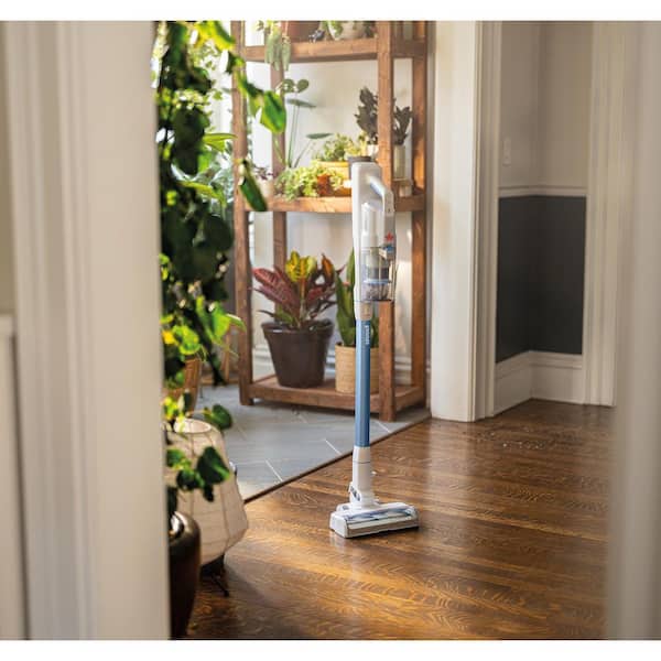PowerClean Bagless Cordless HEPA Sealed System Stick Vacuum for Multisurfaces in Blue with Self‑Standing Design