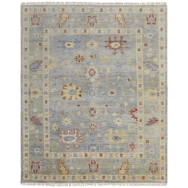 HomeRoots 8 ft. x 10 ft. Light Blue, Taupe Floral Area Rug