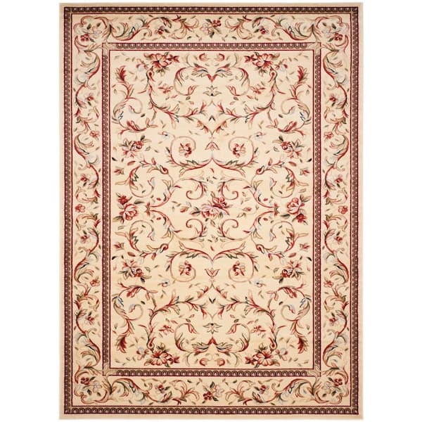 Lyndhurst Ivory/Ivory 12 ft. x 18 ft. Floral Border Area Rug