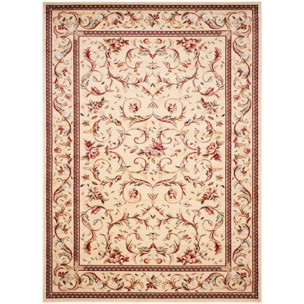 Ivory Floral Tufted Rectangular Area Rug 8' x 11'