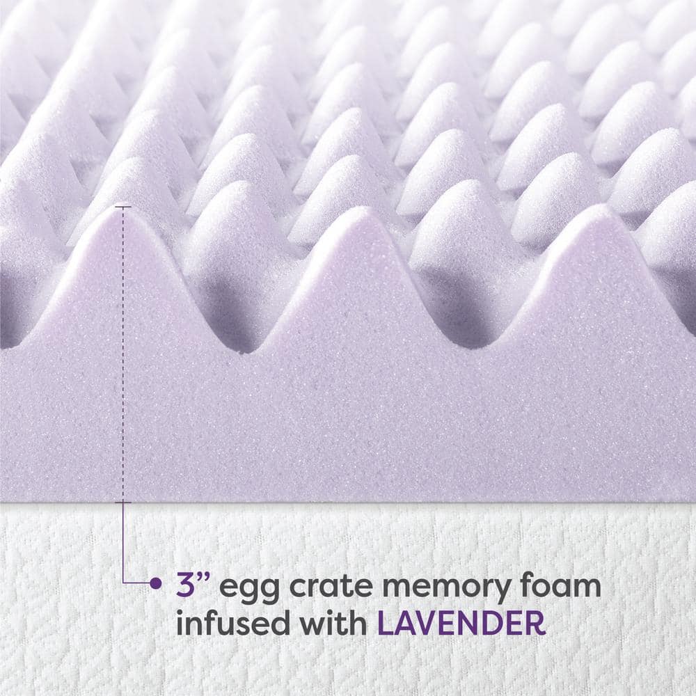 Lavender Infused Twin Egg Crate Memory Foam Mattress Topper