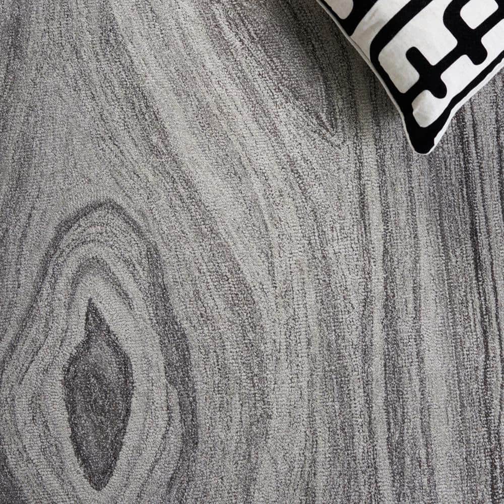Gray Abstract Hand-Tufted Wool Area Rug 4'x6'