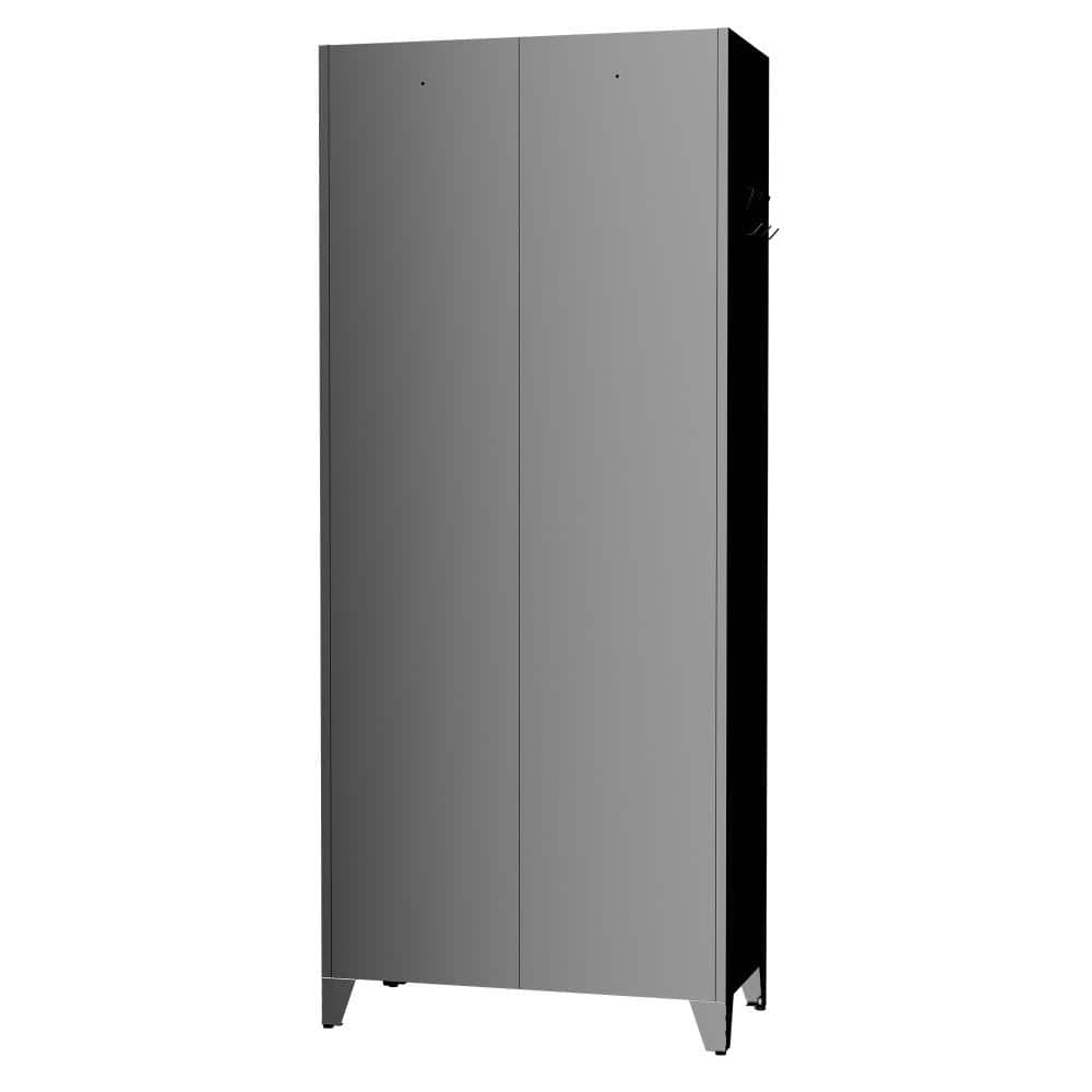 "75"" Black Metal Pantry Cabinet, 5 Adjustable Shelves 180lb Capacity, Freestanding Kitchen Storage Rack with Hooks" price history on PriceWatchPro