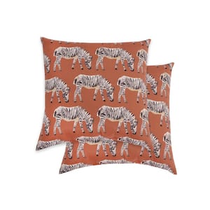 March of Zebra Russet Square Outdoor Throw Pillow (2-Pack)
