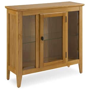 Natural Oak Entryway Curio Cabinet with Interior Light