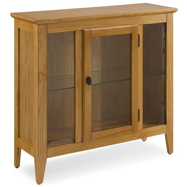 Leick Home Natural Oak Entryway Curio Cabinet With Interior Light 10000 Ds The
