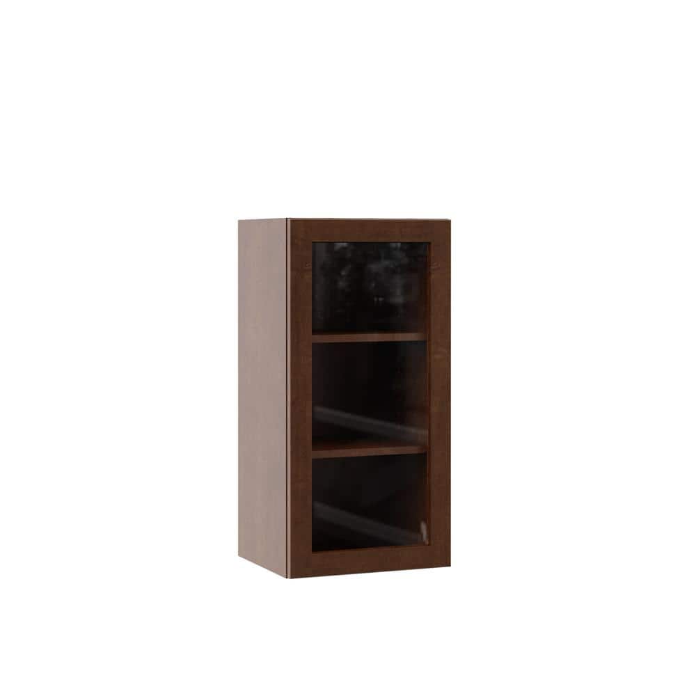 Designer Series Soleste 15 in. W x 12 in. D x 30 in. H Assembled Shaker Glass Door Wall Kitchen Cabinet in Spice