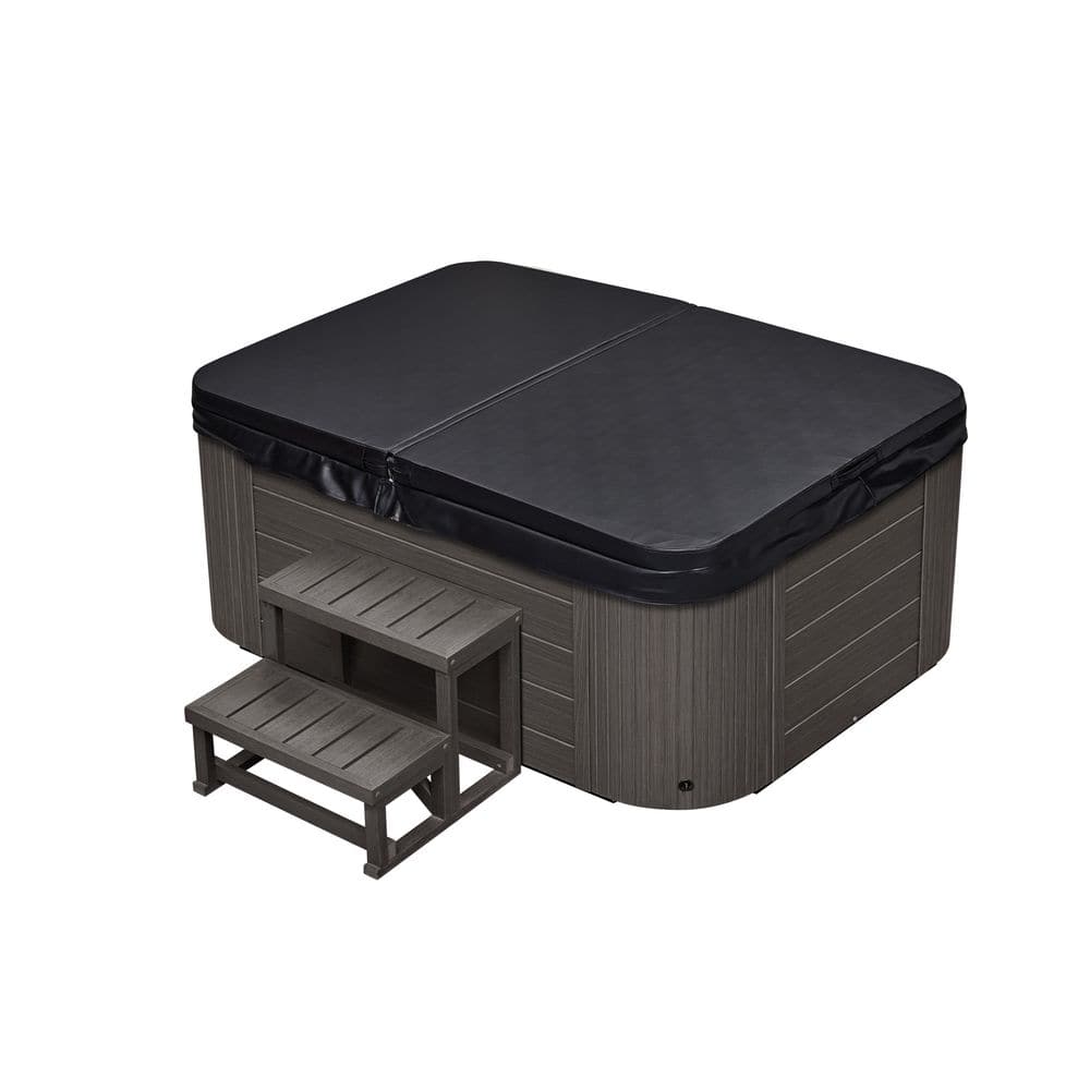 Gray Acrylic 3-Person Rectangular Hot Tub with LED Lighting