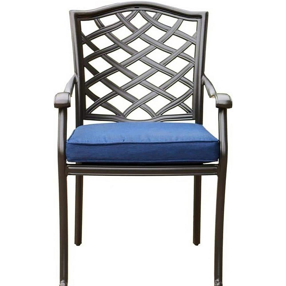 Navy Blue Cushioned Aluminum Outdoor Dining Chair Set
