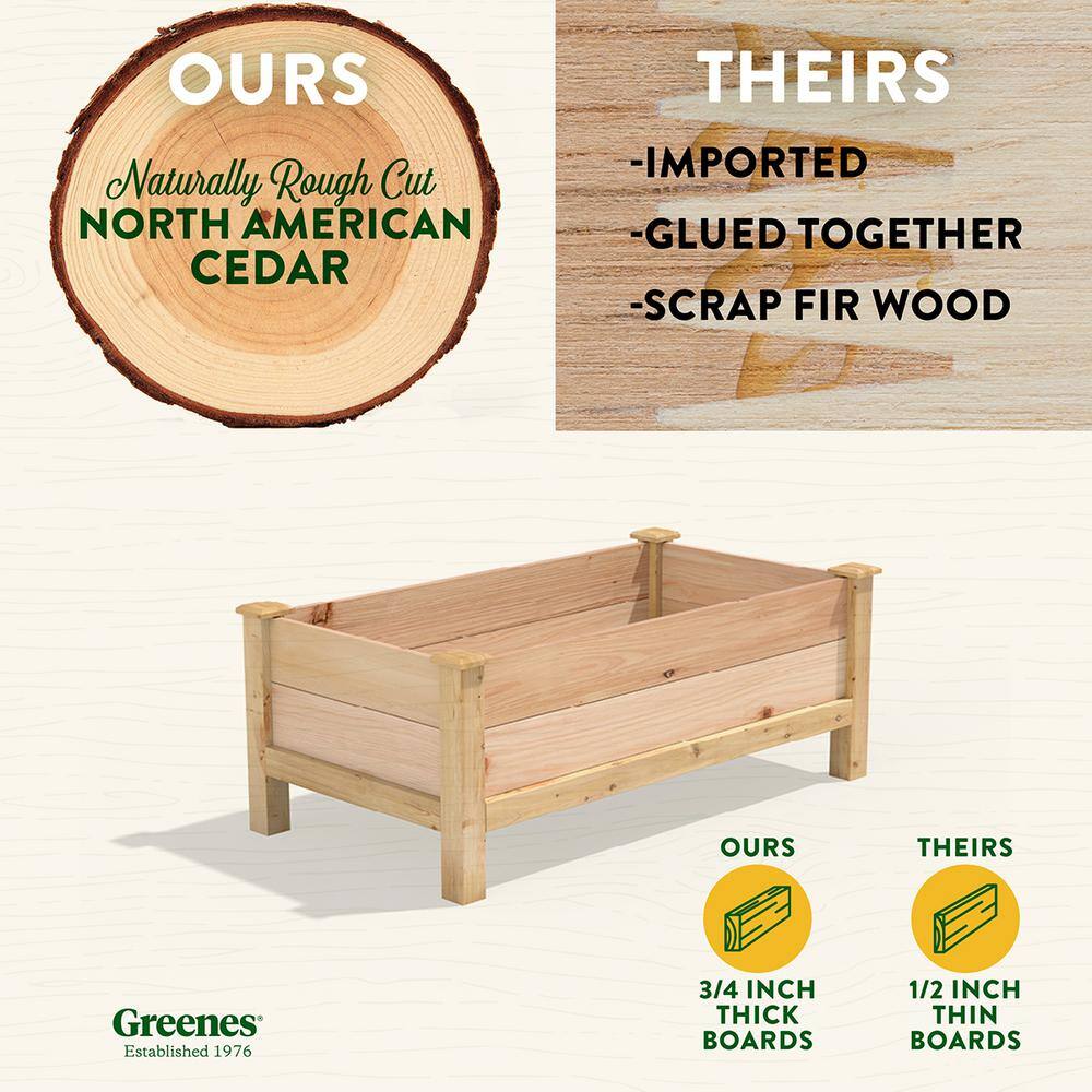 Natural Cedar Raised Garden Bed with Drainage Hole, 24"D x 48"W x 19"H