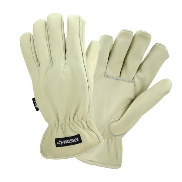 True Grip Leather Work Gloves, Premium Cowhide, Men's Medium