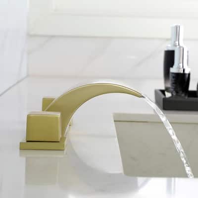 Yanlen 8 in. Widespread Double Handle Bathroom Faucet in Brushed Gold