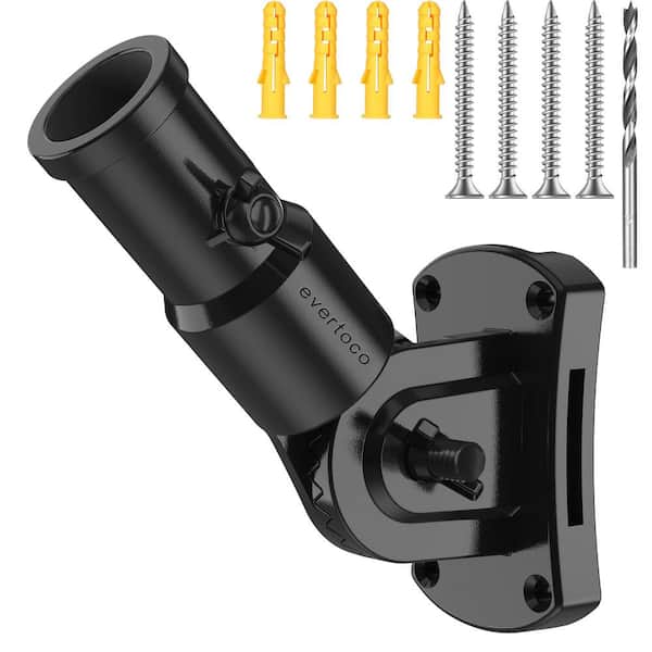 Angel Sar 1 in. 180° Adjustable Stainless Steel Flag Pole Bracket with 2 Installation Methods, Black