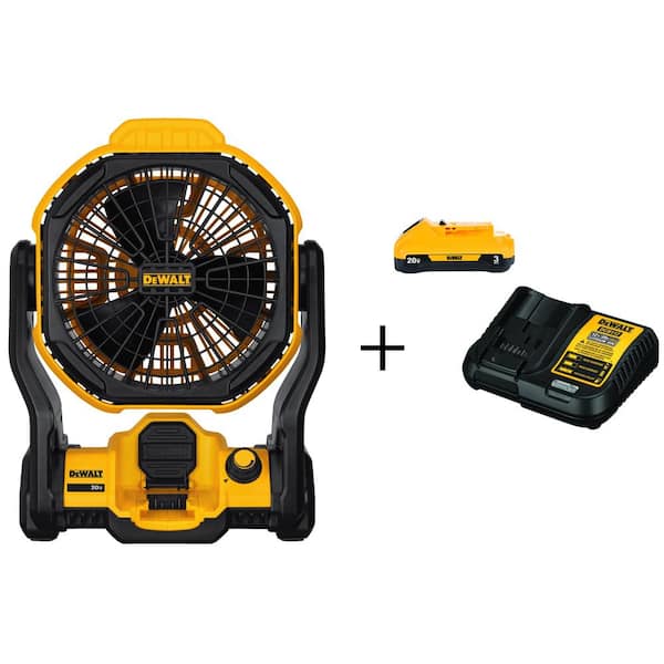 DEWALT 20-Volt MAX Cordless and Corded 11 in. Jobsite Fan with (1) 20-Volt 3.0Ah Battery & Charger