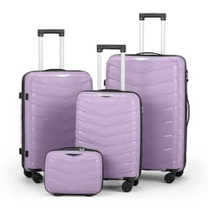 4-Piece V-Stripe Taro Purple 14 in., 20 in., 24 in., 28 in. Iron Rod PP Luggage Set