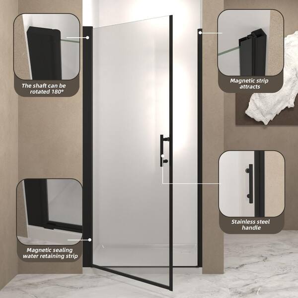 ZXDDMS 36 in.-37 in.W x 72 in.H Framed Pivot Shower Door in Matte