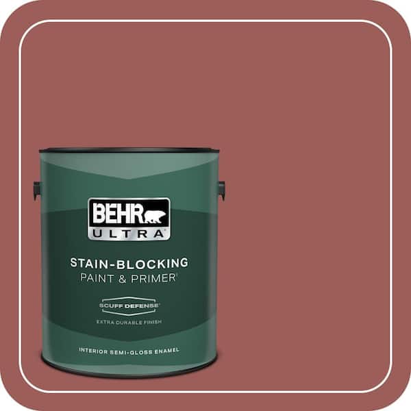 BEHR ULTRA 1 gal. #PMD-86 Arabian Red Extra Durable Semi-Gloss Enamel Interior Paint & Primer