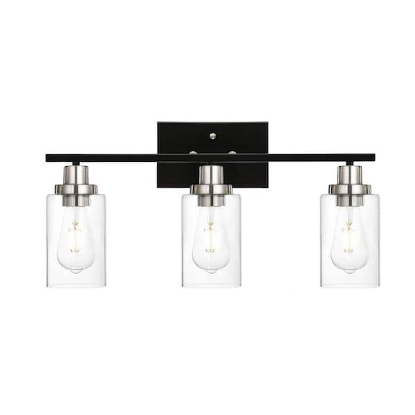 Jushua Make-Up 7.6 in W 3-Light LED Vanity with Lights and Openable Mirror, Black