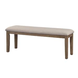 47 in. Brown and Beige Backless Bedroom Bench with Chamfered Legs
