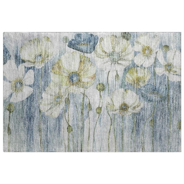 Dream Shag Premium Machine Washable Abstract ADS712 Blue 2 ft. x 3 ft. Accent Rug
