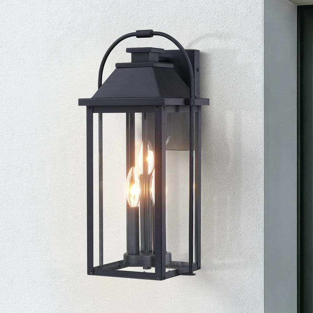 Silos 3-Light 18.2 in. Black Outdoor Wall Lantern Light With No Bulbs Included price history on PriceWatchPro