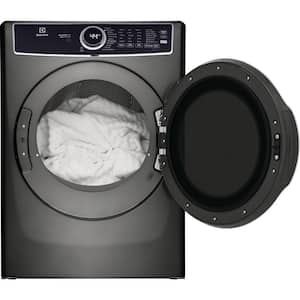 27 in. W 8 cu. ft. Front Load Electric Dryer with Perfect Steam and LuxCare Dry System, ENERGY STAR in Titanium