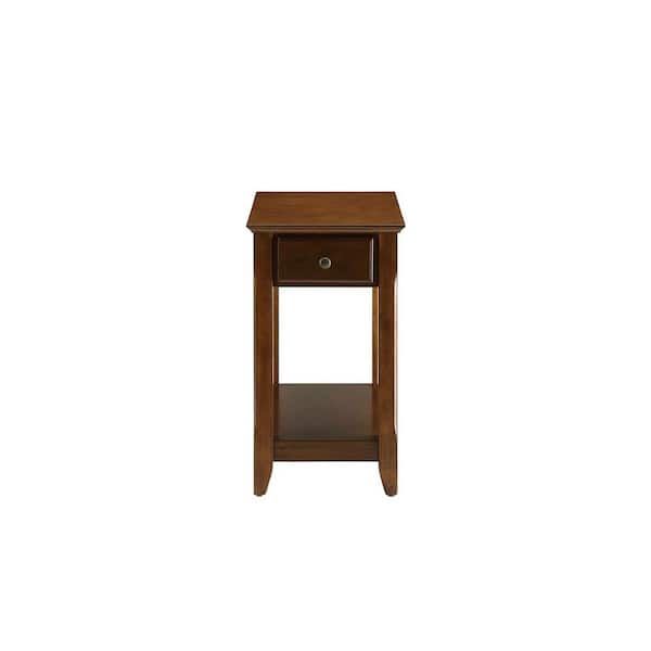 STICKON 13.00 in. Walnut Rectangle Wood End Table