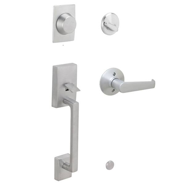 Schlage Century Satin Chrome Dummy Handleset with Elan Interior Lever
