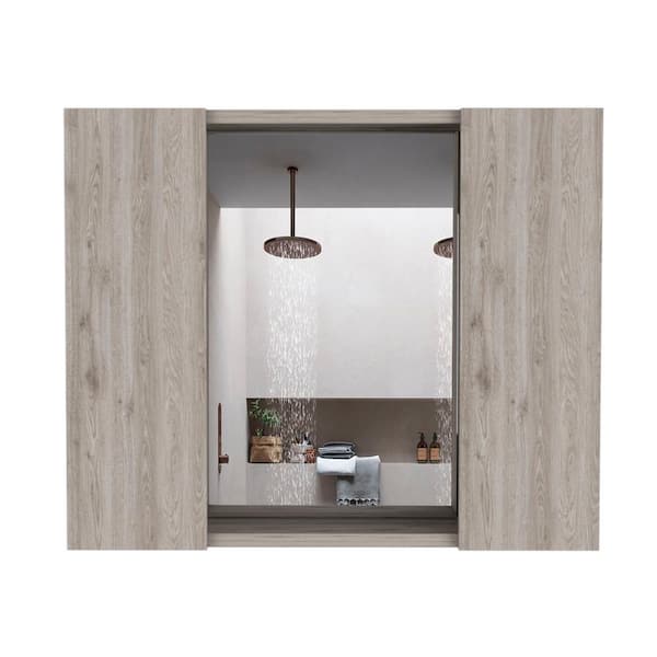 Unbranded 23.62 in. W x 19.52 in. H Rectangular Particle Board Medicine Cabinet with Mirror