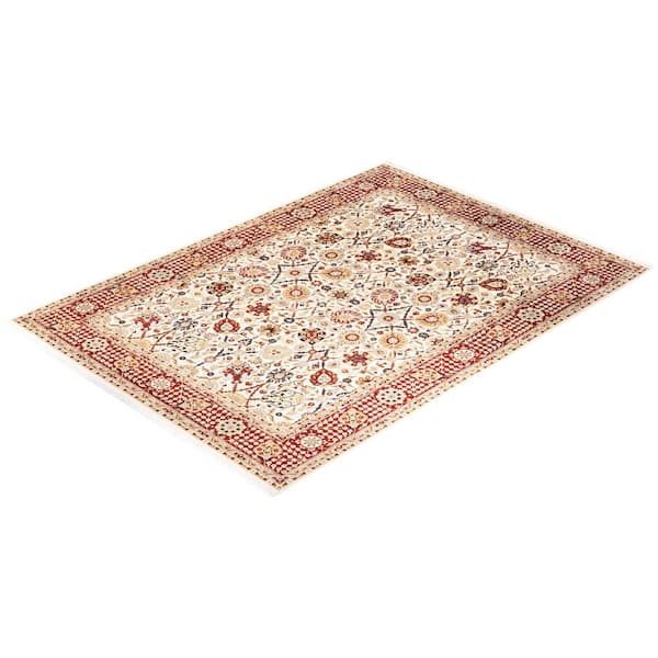 Mogul One-of-a-Kind Traditional Ivory 9 ft. 1 in. x 12 ft. 5 in. Oriental Area Rug