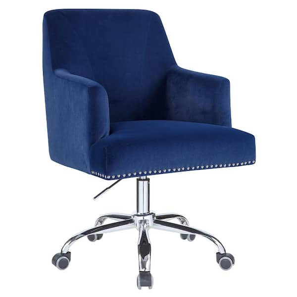 Acme Furniture Trenerry Blue Velvet & Chrome Velvet Office Chairs