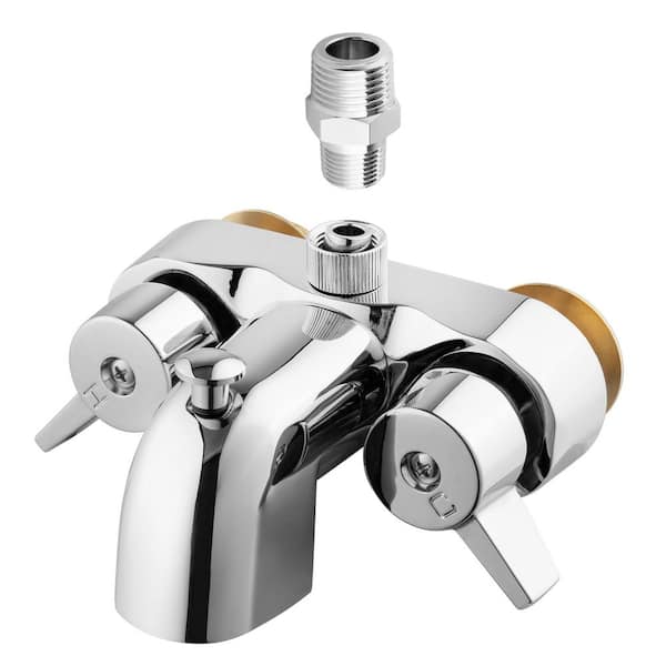 Brass Clawfoot Tub Shower Diverter Kit, Vintage Bathtub Faucet, Chrome