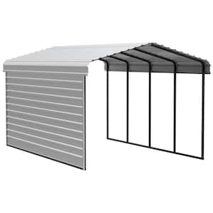 12 ft. W x 20 ft. D x 9 ft. H Eggshell Galvanized Steel Carport with 1-sided Enclosure