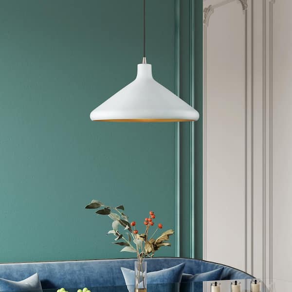 Livex Lighting Geneva 1-Light White Pendant Light with Metal Shade